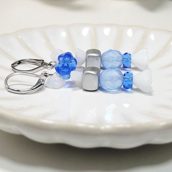 NEW BOHEMIALIZ earrings 689frozebl#mfs Czech Blue dangle earrings fairy earrings - Picture 2 of 5